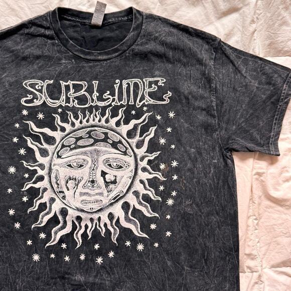 Sublime graphic band tee sz L black mineral washed sun stars celestial goth - Picture 8 of 8